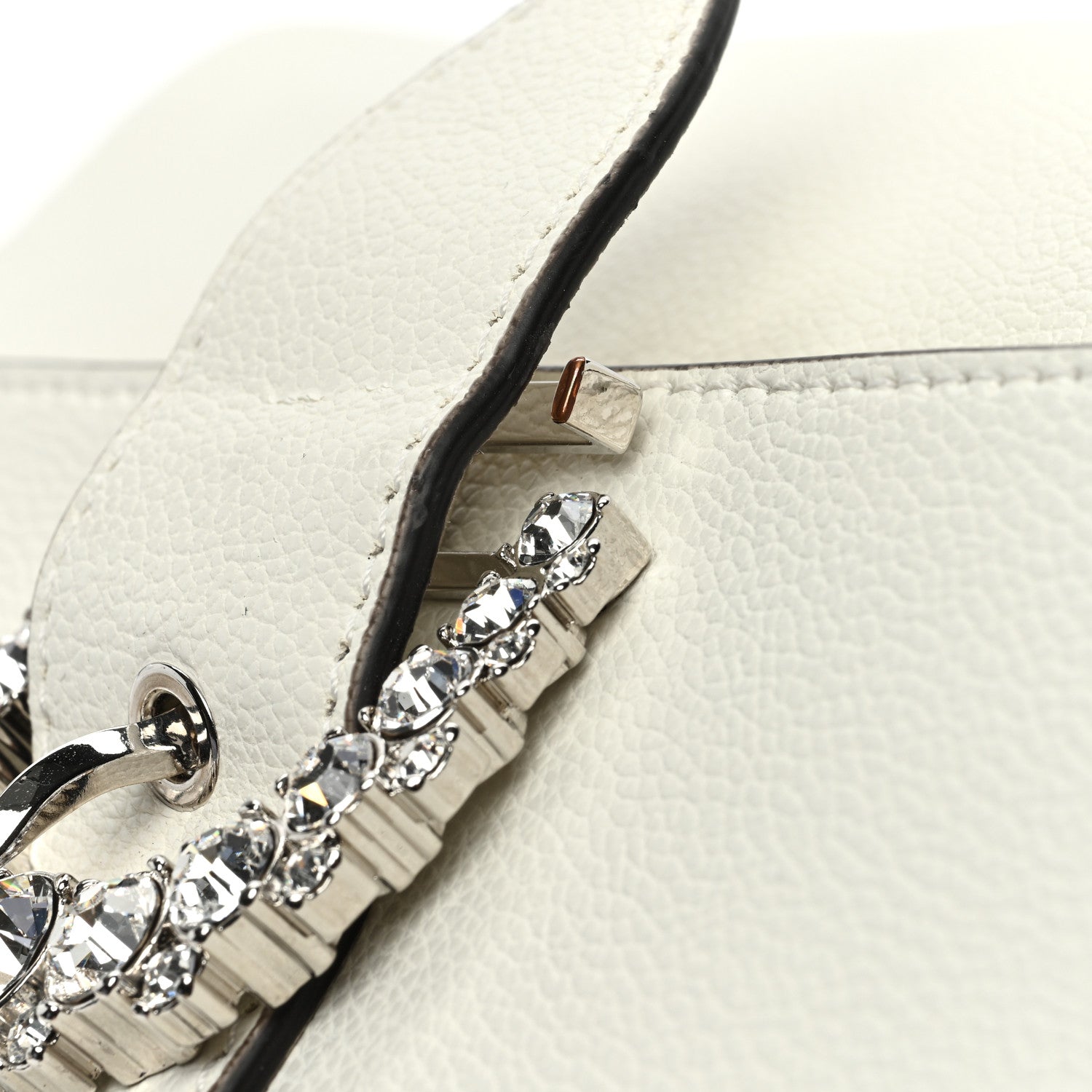 Jimmy Choo Calfskin Crystal Cheri Top Handle Bag Milk 10 of 12