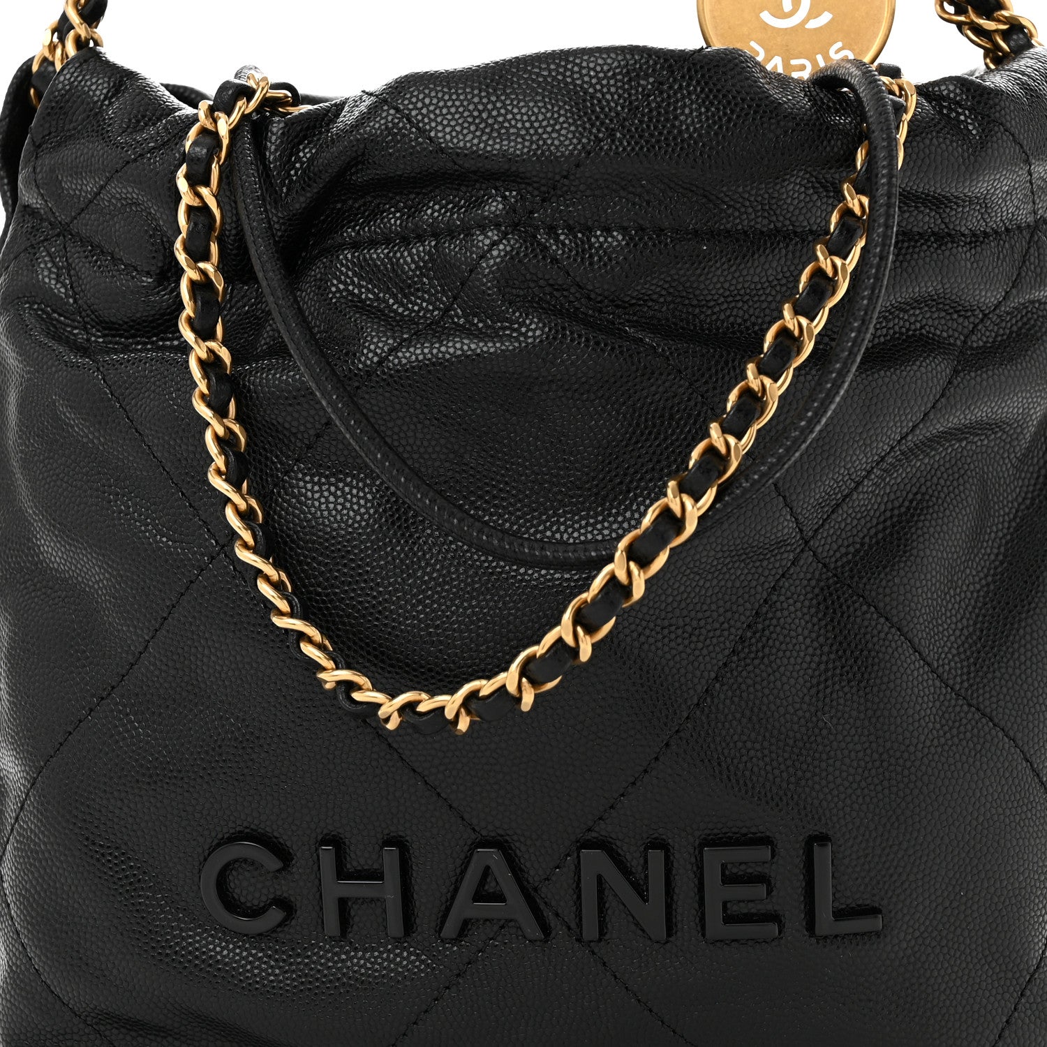 Chanel Shiny Caviar Quilted Monochrome Mini Chanel 22 Black 8 of 11