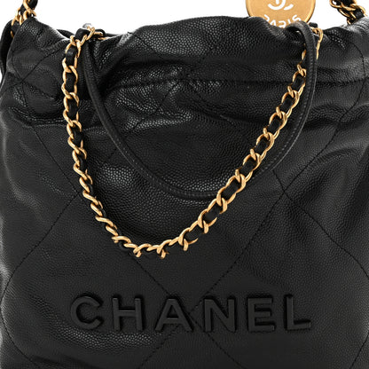 Chanel Shiny Caviar Quilted Monochrome Mini Chanel 22 Black 8 of 11