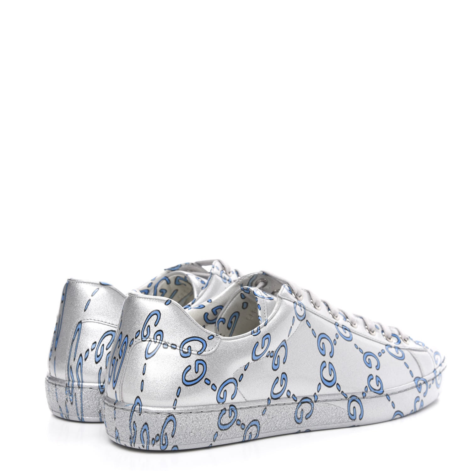 Gucci Miro Rubber Wax GucciGhost Print Mens New Ace Sneakers 9 Silver 4 of 9