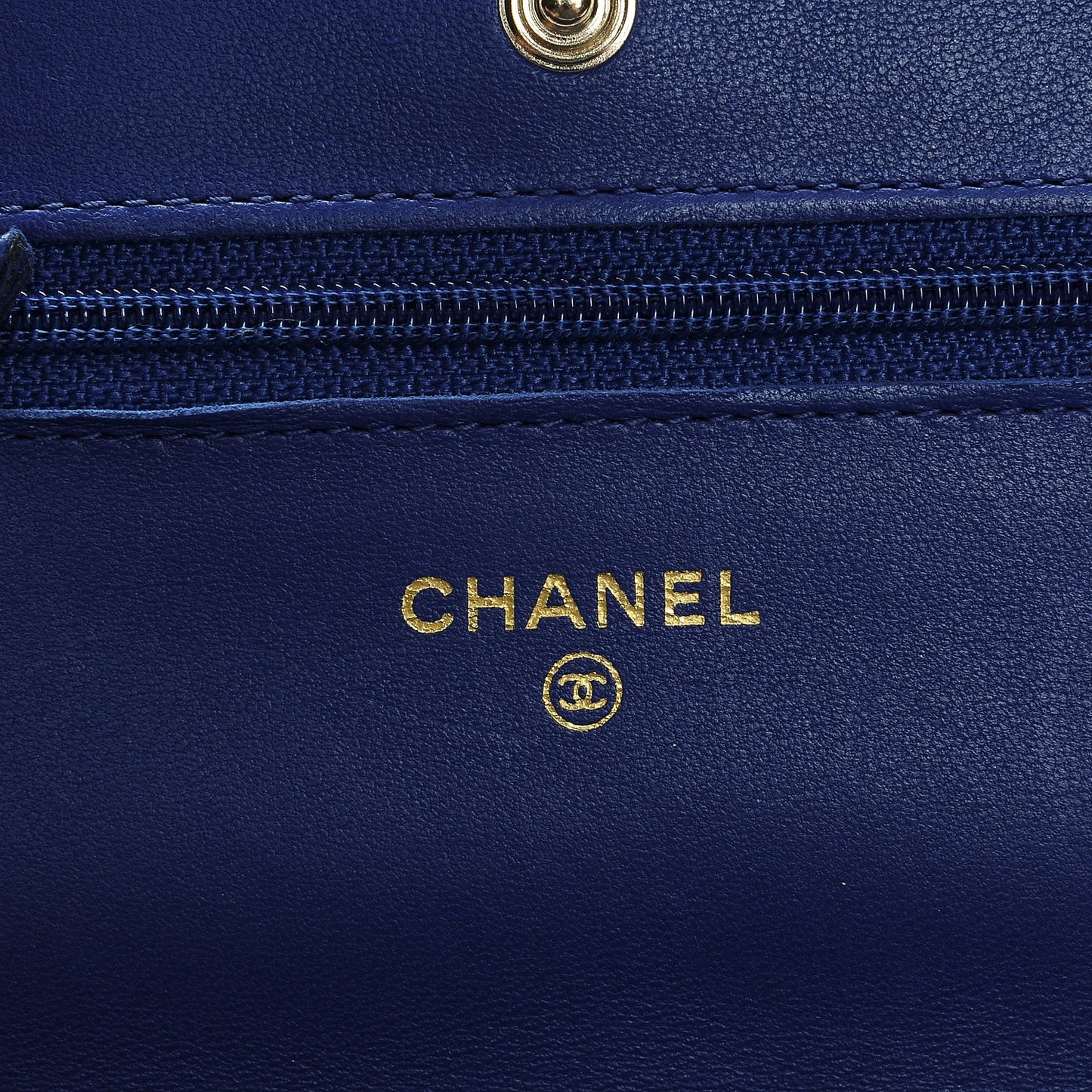 Lambskin Quilted Wallet On Chain WOC Dark Blue