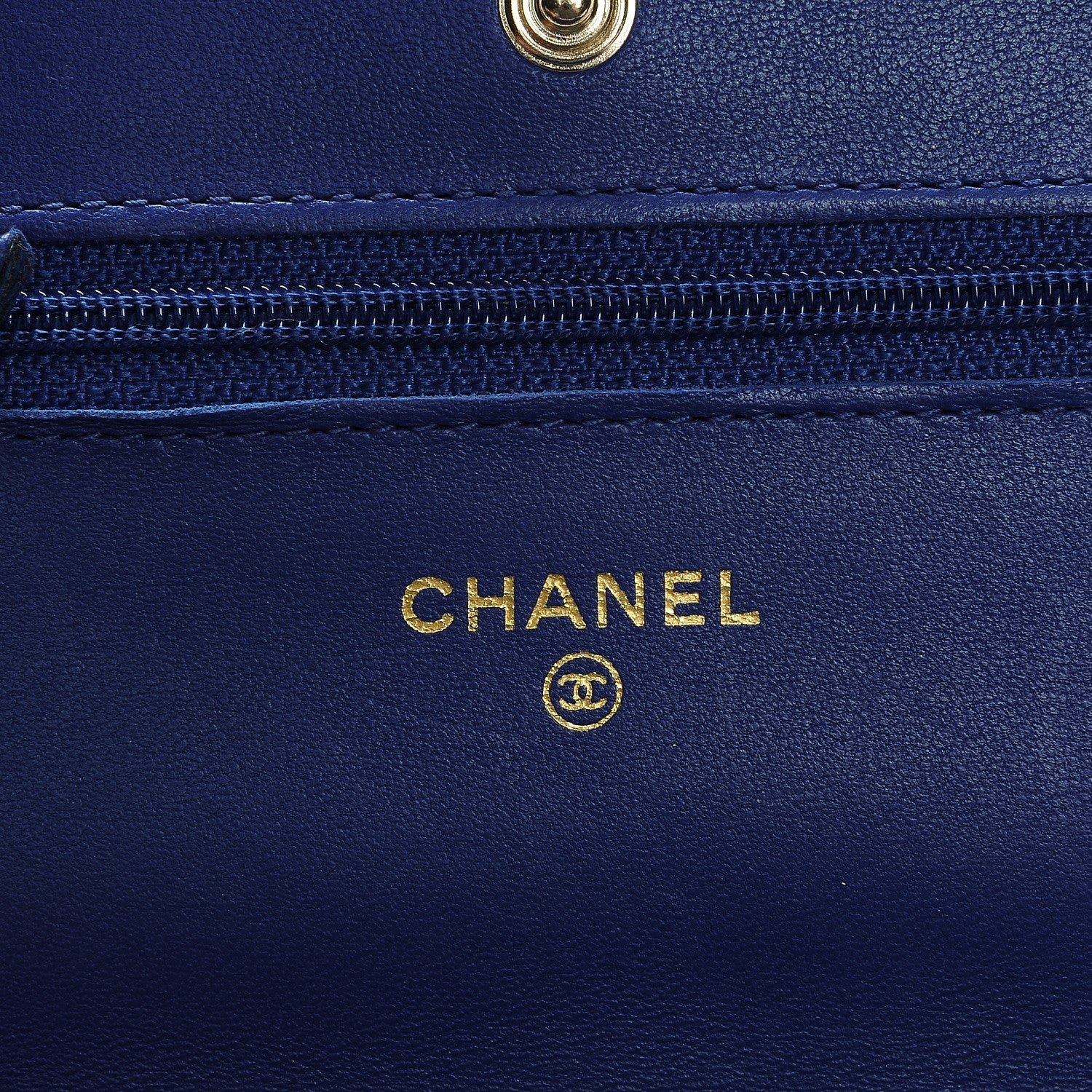 Chanel Lambskin Quilted Wallet On Chain WOC Dark Blue 6 of 9
