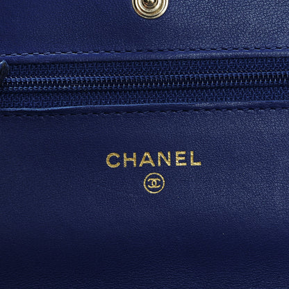 Chanel Lambskin Quilted Wallet On Chain WOC Dark Blue 6 of 9