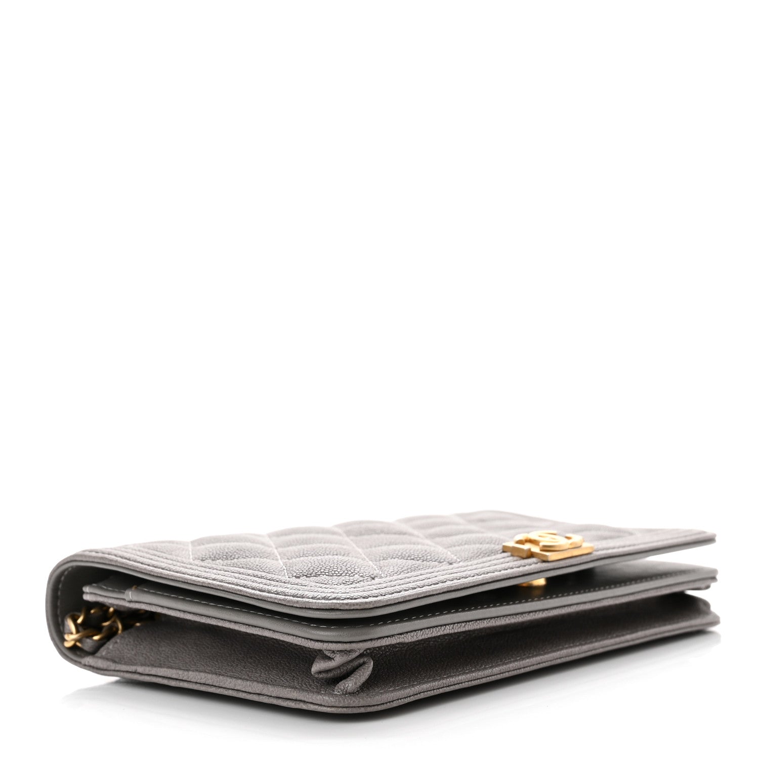 Chanel Caviar Quilted Boy Wallet On Chain WOC Grey 4 of 11