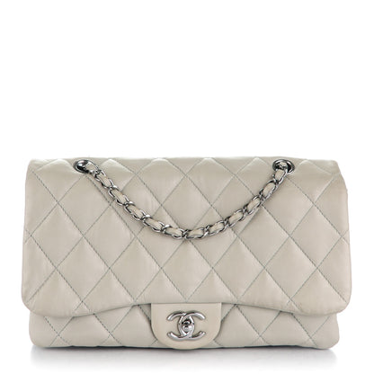 Chanel Lambskin Quilted Large 3 Flap Light Grey 1 of 12