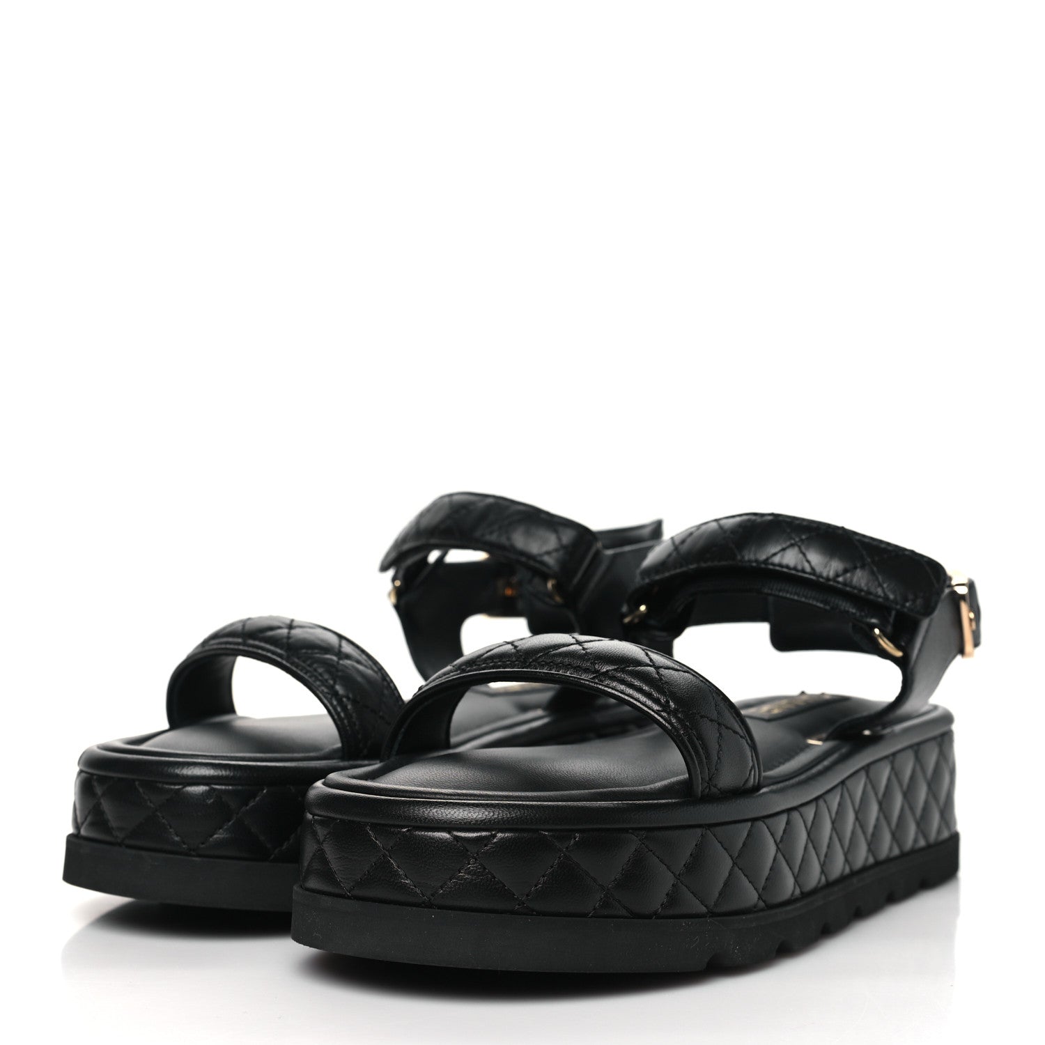 Chanel Lambskin Quilted Platform Sandals 39 Black 3 of 9