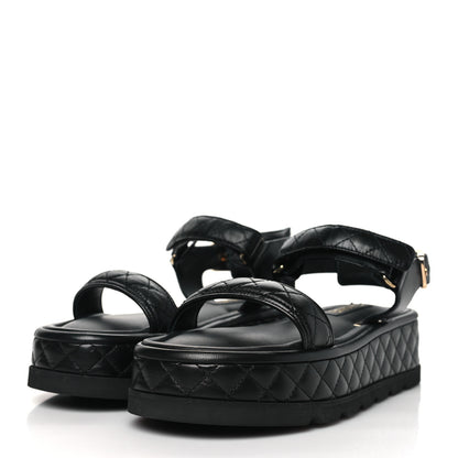 Chanel Lambskin Quilted Platform Sandals 39 Black 3 of 9