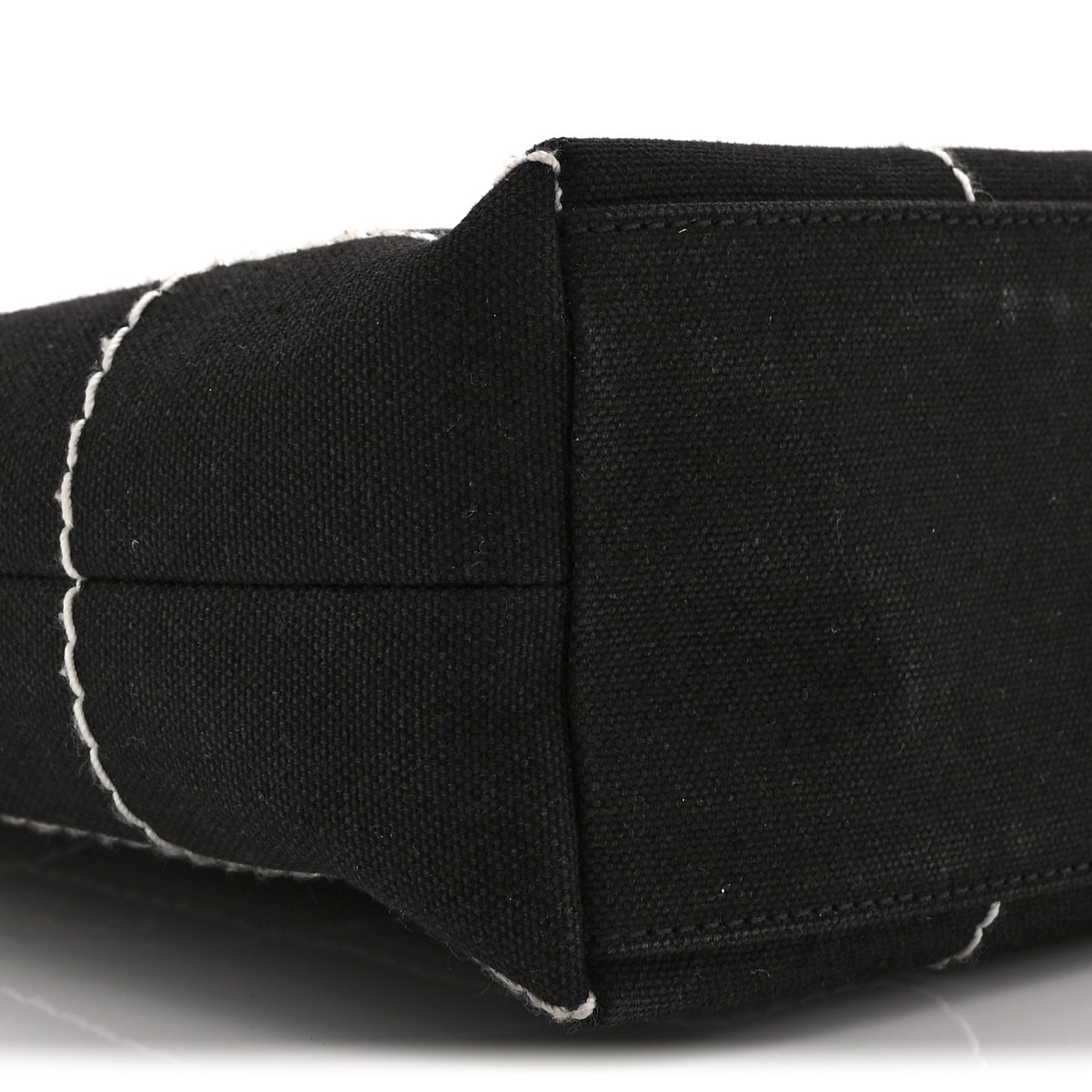 Canvas Square Stitched CC Small Tote Bag Black