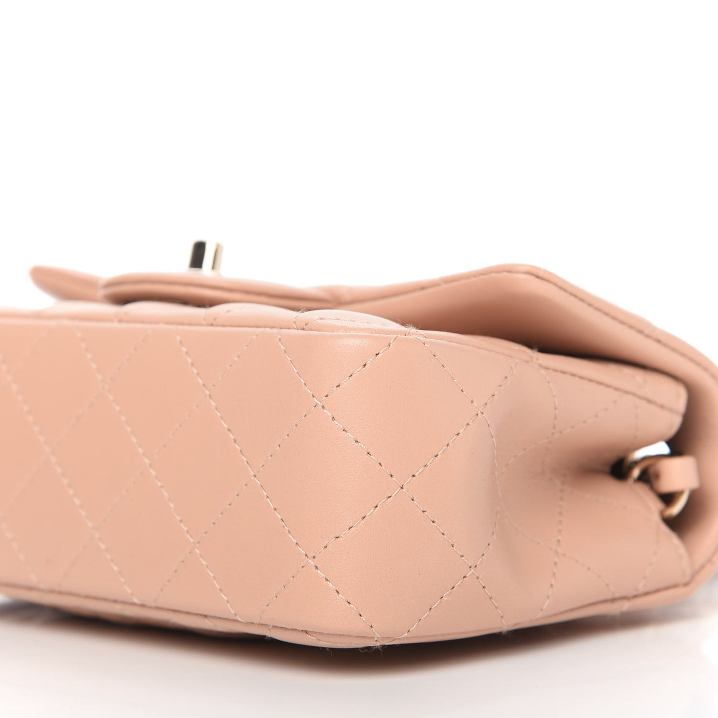 Lambskin Quilted Mini Rectangular Flap Beige