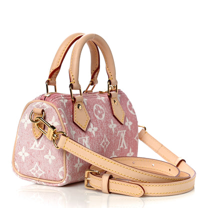 Louis Vuitton Monogram Jacquard Denim Nano Speedy Bandouliere Pink 3 of 11