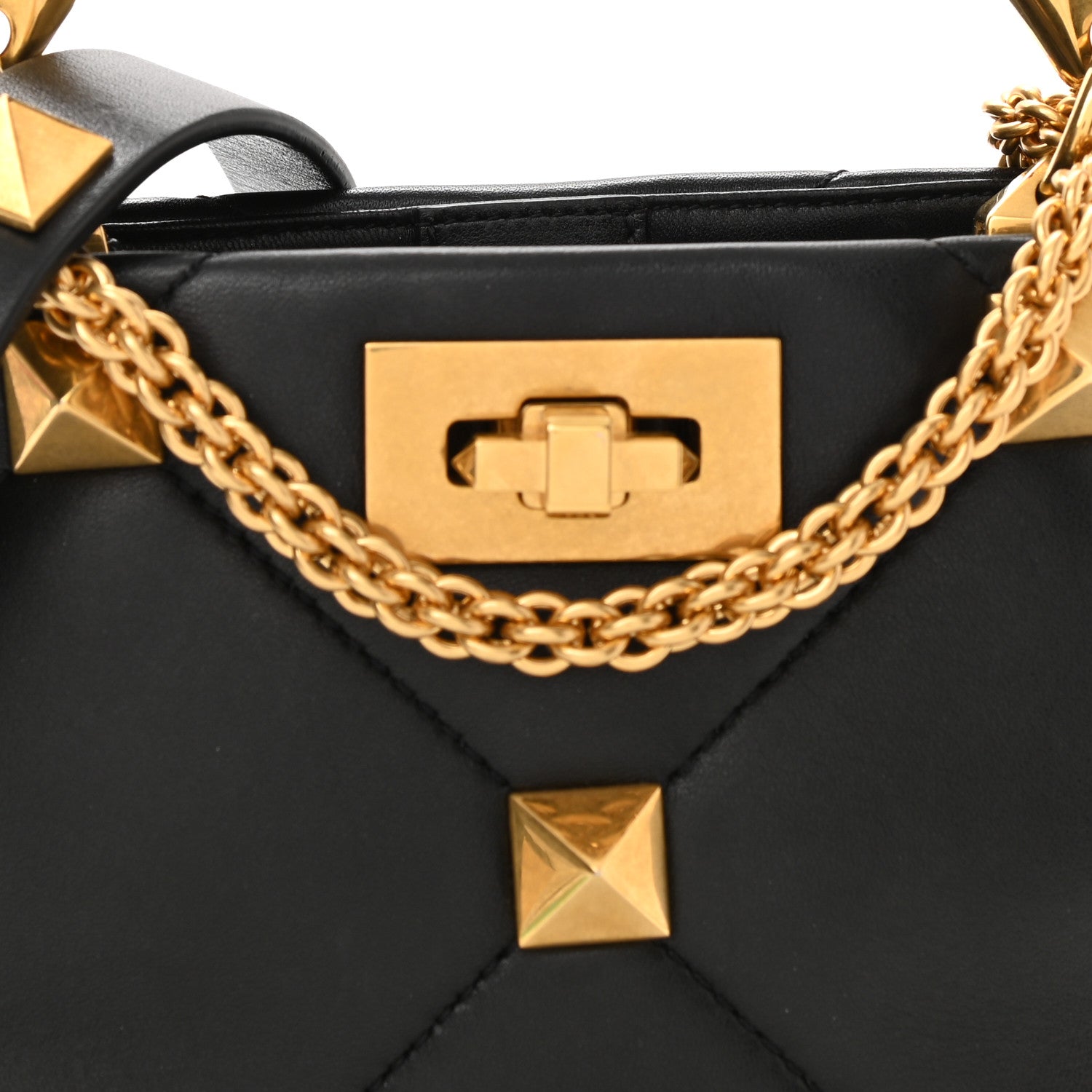 Valentino Garavani Nappa Small Roman Stud The Handle Bag Black 7 of 9