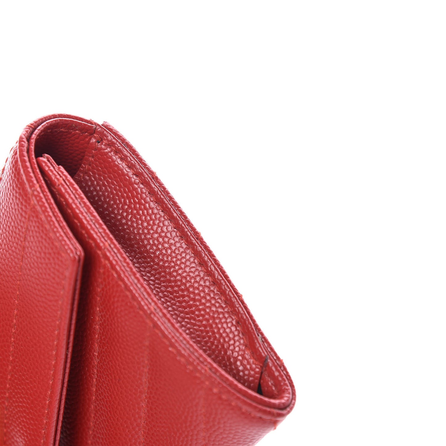 Grain De Poudre Matelasse Chevron Small Monogram Envelope Wallet Rouge Eros