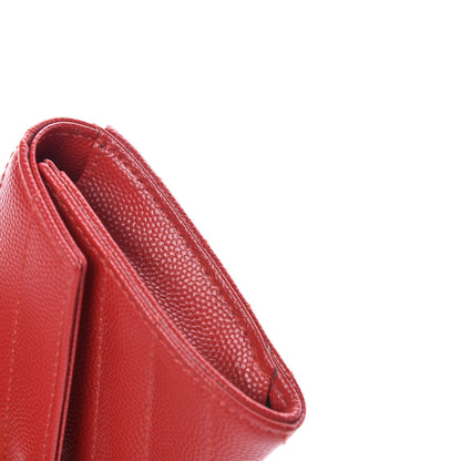 Saint Laurent Grain De Poudre Matelasse Chevron Small Monogram Envelope Wallet Rouge Eros 11 of 11