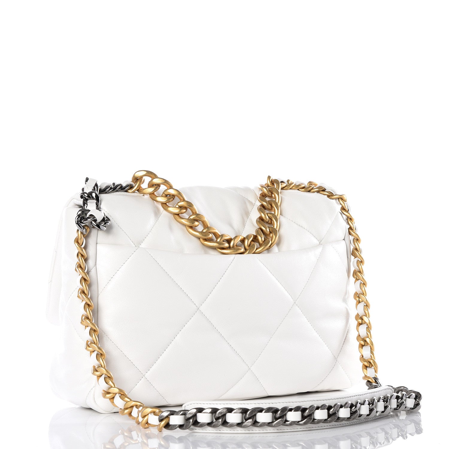 Chanel Lambskin Quilted Large 19 Flap Light White 2 of 12