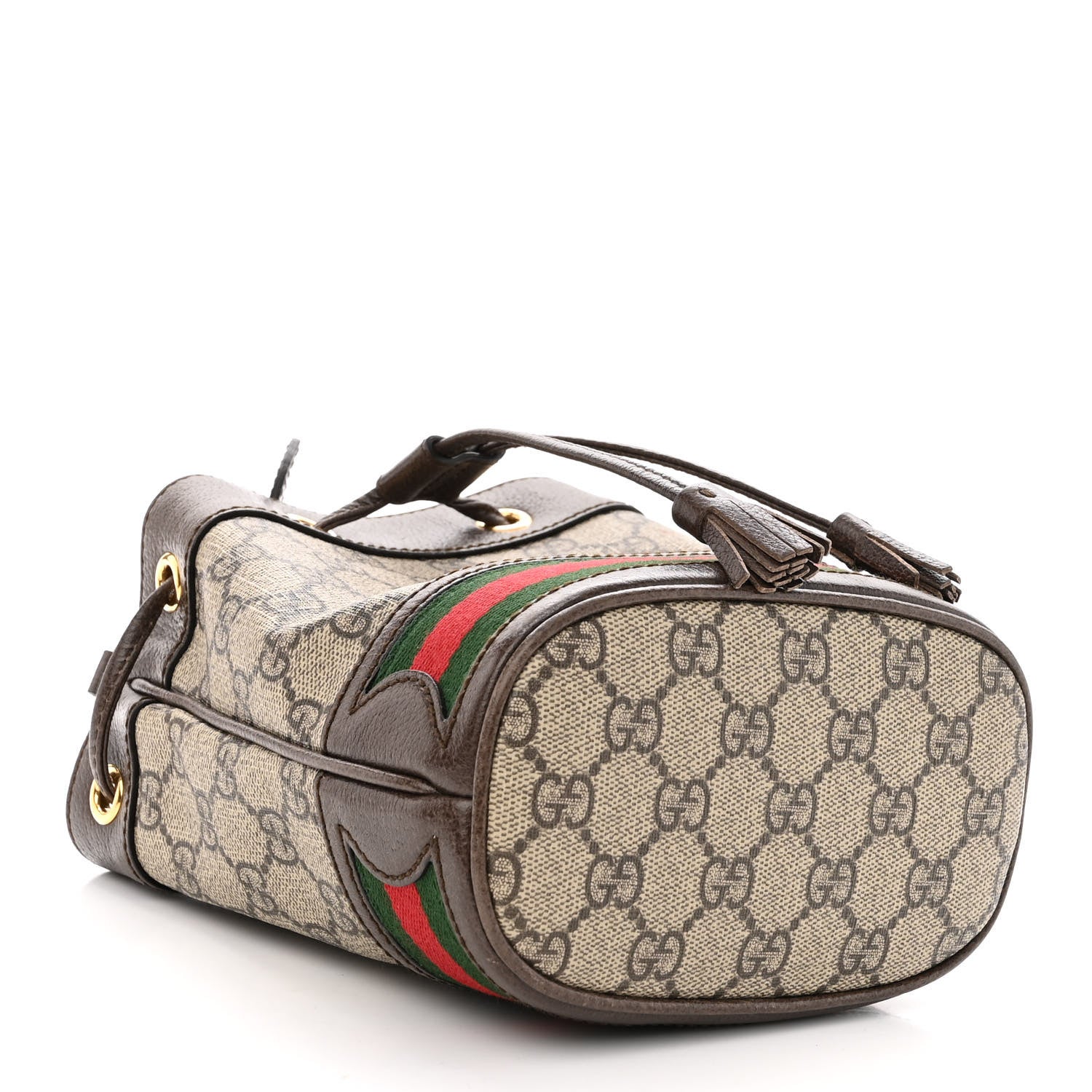 Gucci GG Supreme Monogram Web Mini Ophidia Bucket Bag Brown 4 of 15