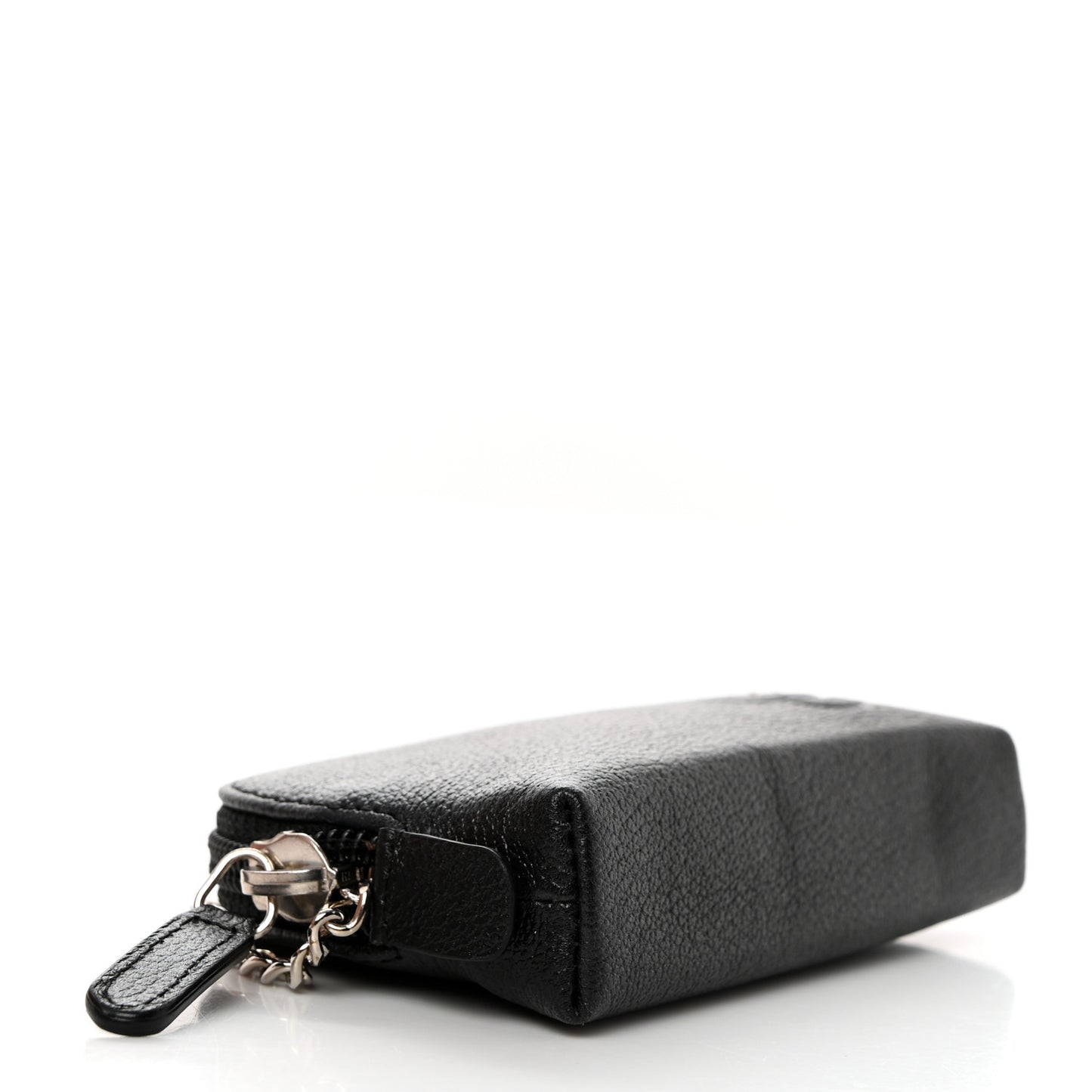 Calfskin Quilted CC Camellia Zip Around Coin Purse Black