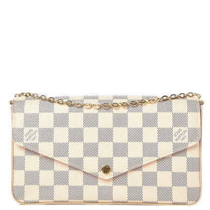 Louis Vuitton Damier Azur Pochette Felicie Chain Wallet Rose Ballerine 1 of 8