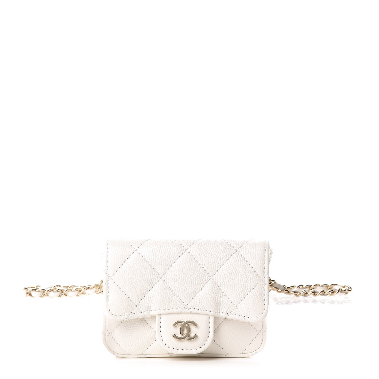 Chanel Caviar Quilted Flap Chain Waist Bag White 1 of 12