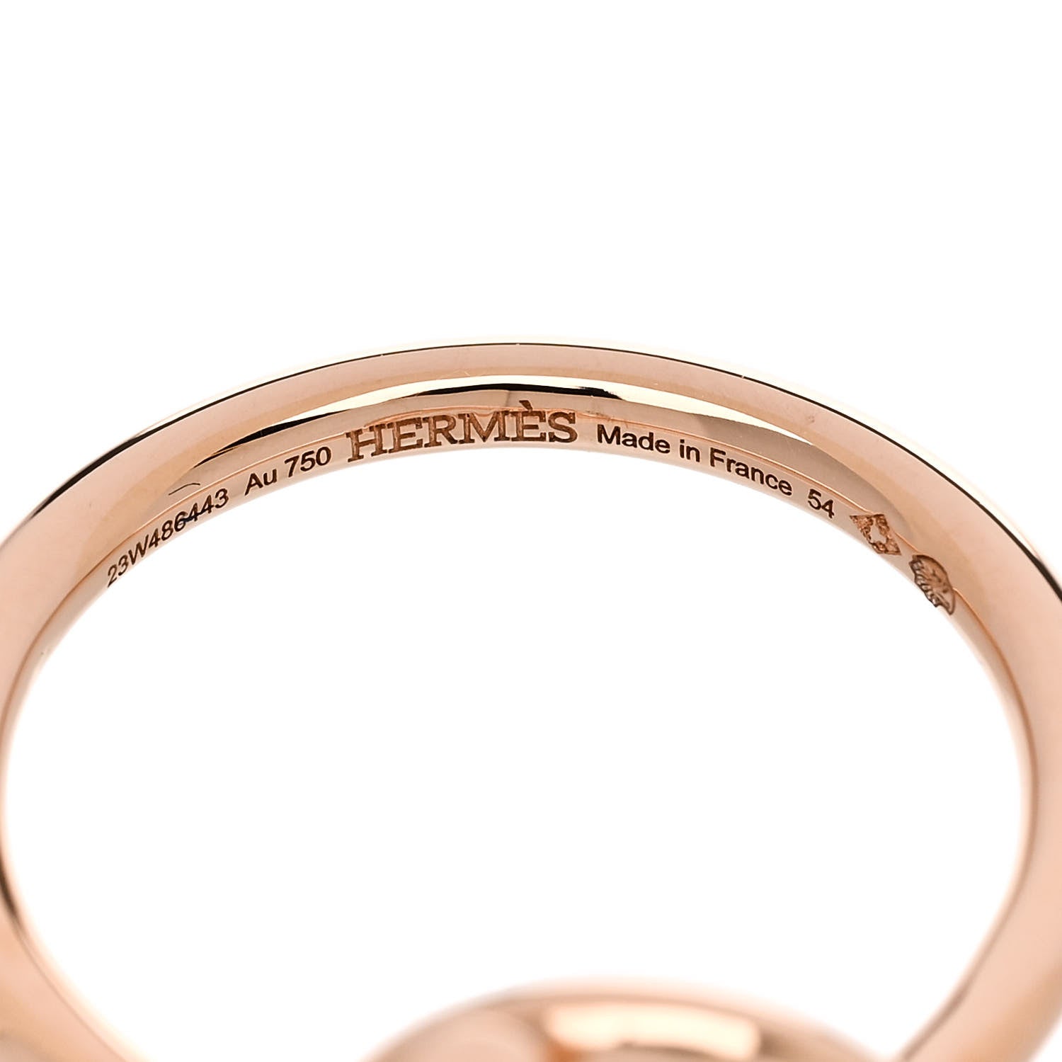 Hermes 18K Rose Gold Diamond PM Echappee Ring 54 7 5 of 6