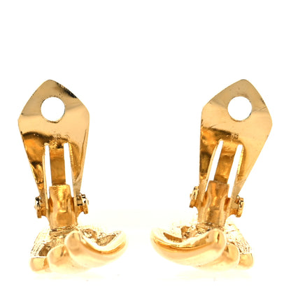 Saint Laurent Brass Link Vintage Angel Wing Clip On Earrings Gold 3 of 4