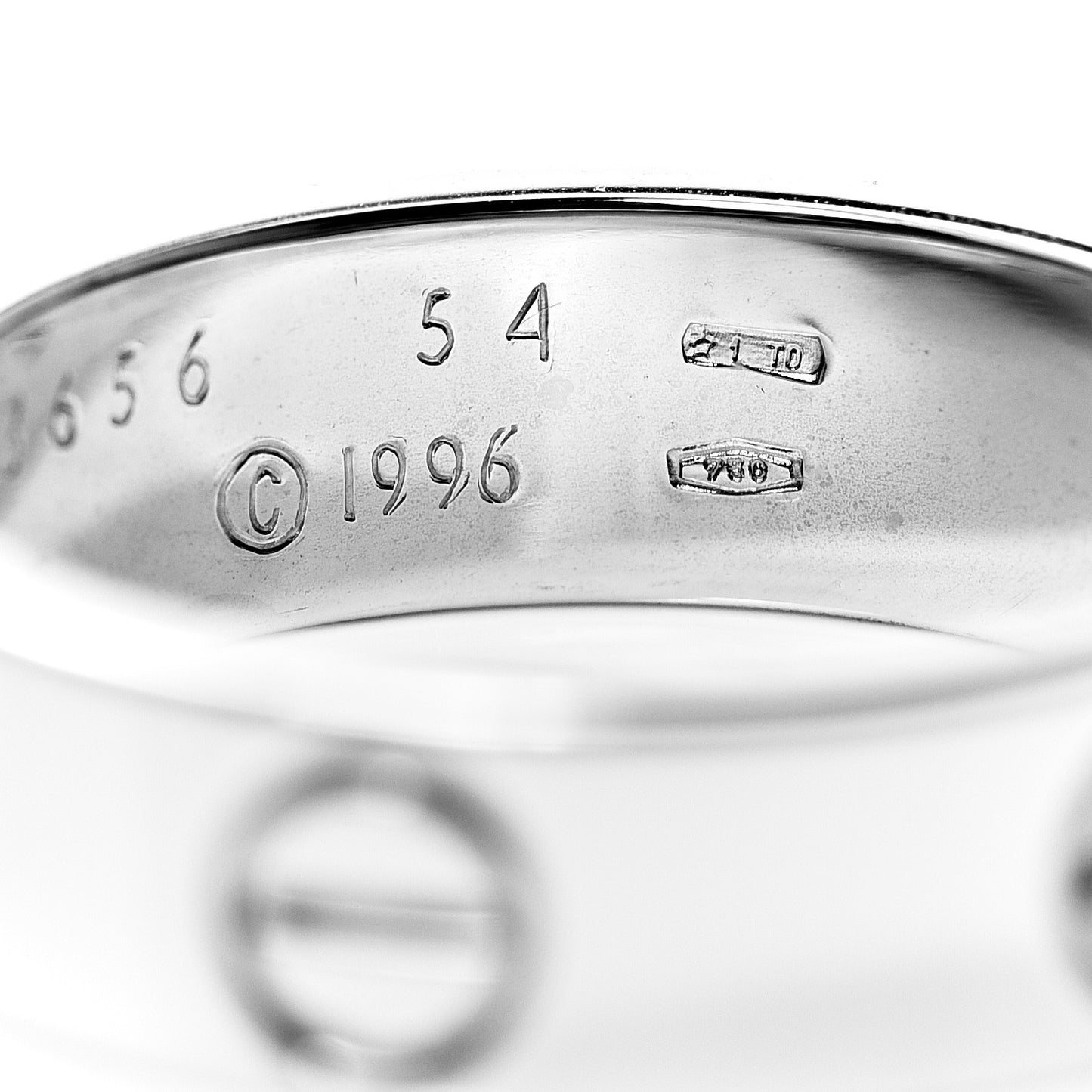 18K White Gold 5.5mm LOVE Ring 54 6.75