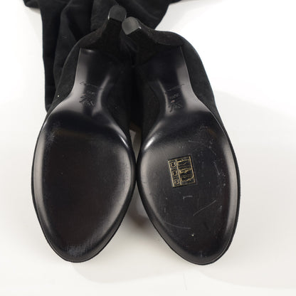 Louis Vuitton Suede Goatskin Alliance Thigh Boots 38.5 Black 9 of 10