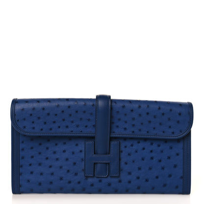 Hermes Ostrich Swift Jige Elan 29 Clutch Bleu Saphir 1 of 8
