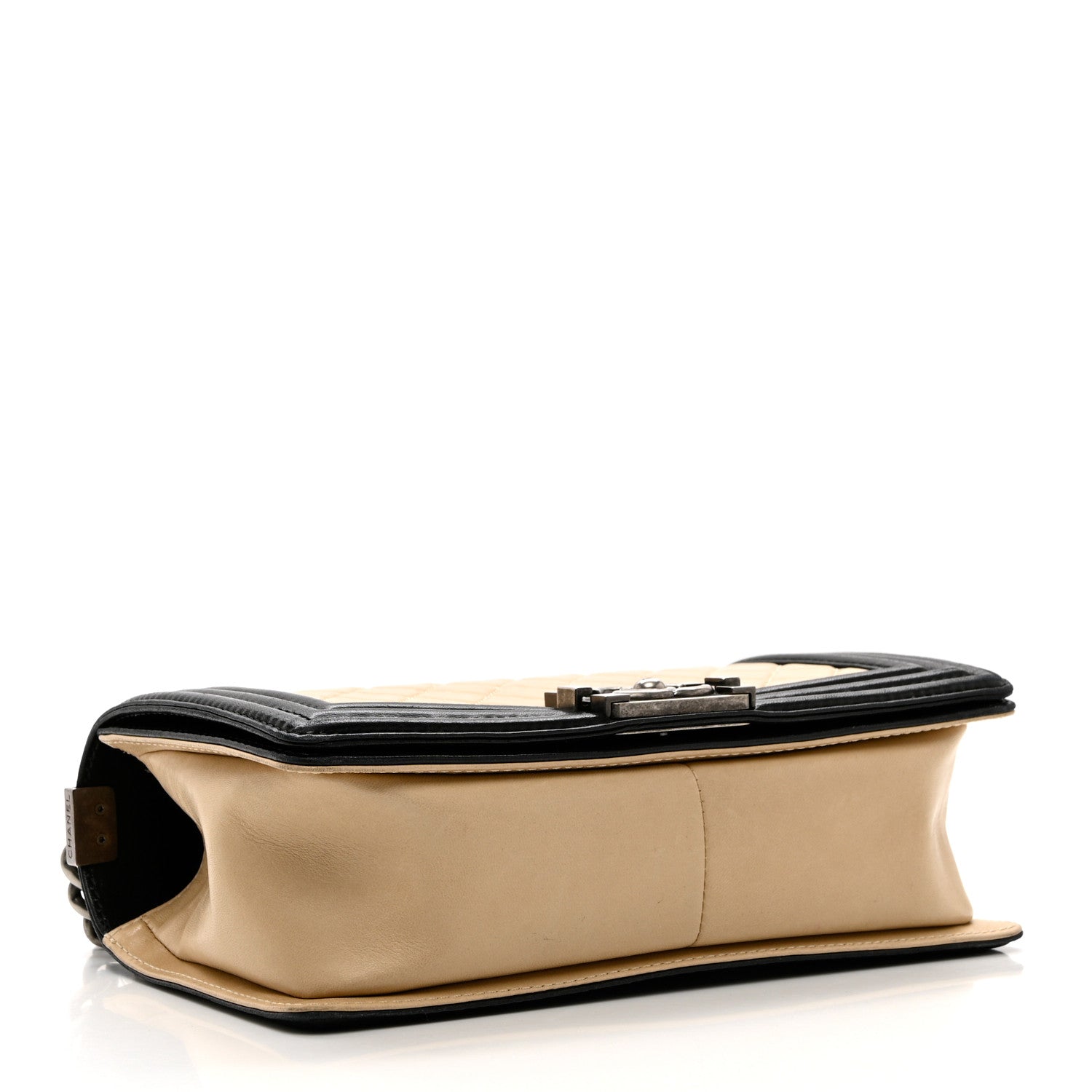 Chanel Lambskin Quilted Medium Boy Flap Black Beige 4 of 9