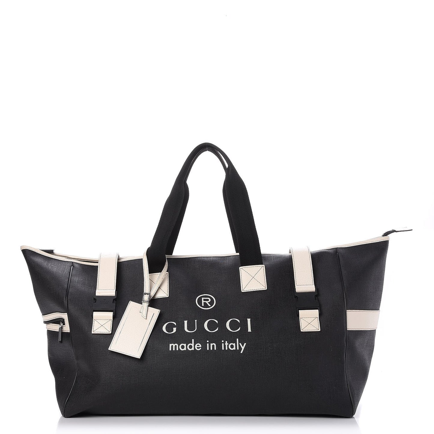 Coated Canvas Large Trademark Logo Travel Tote Black