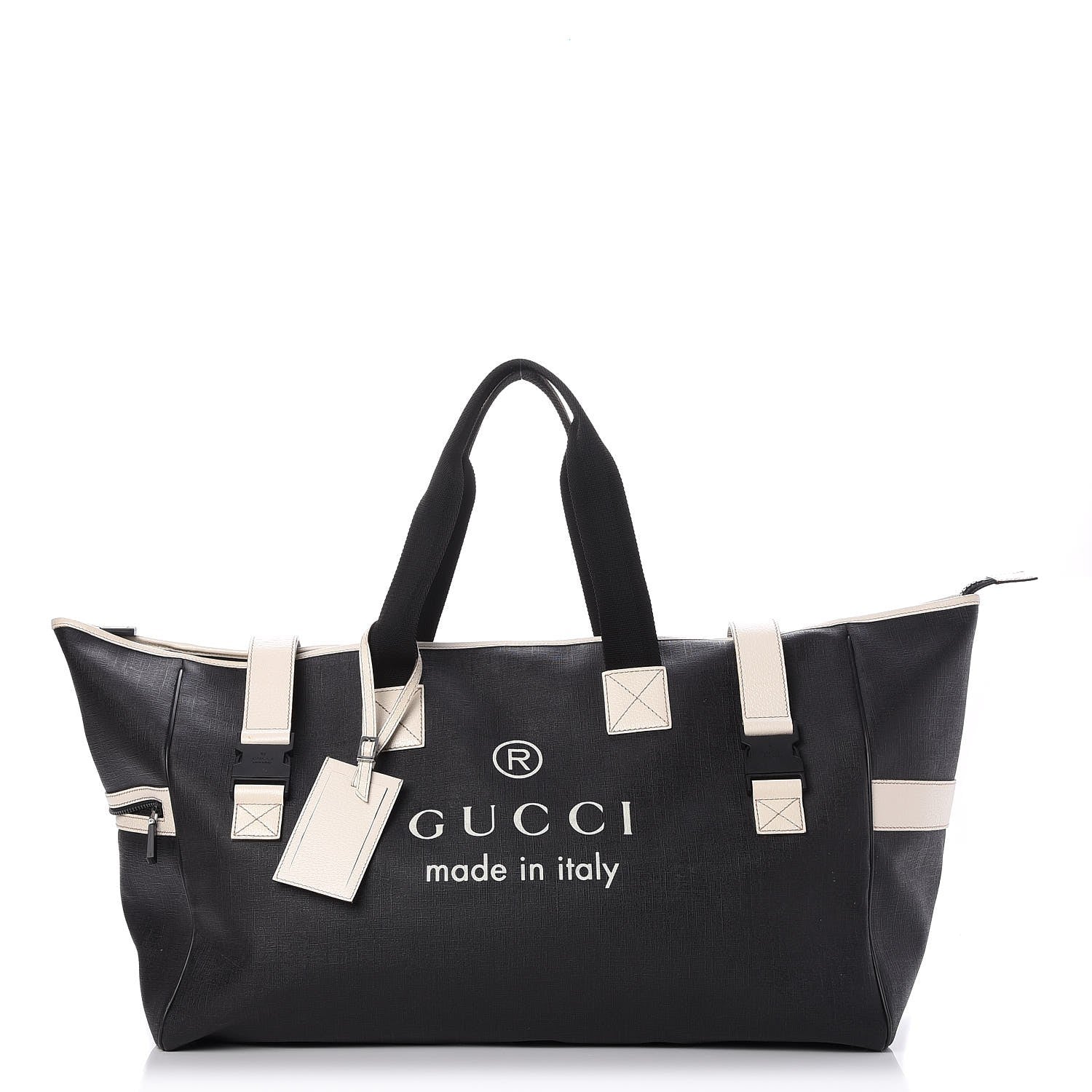 Gucci Coated Canvas Large Trademark Logo Travel Tote Black 1 of 8