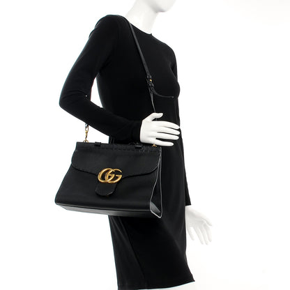 Gucci Calfskin Small GG Marmont Top Handle Bag Black 2 of 8