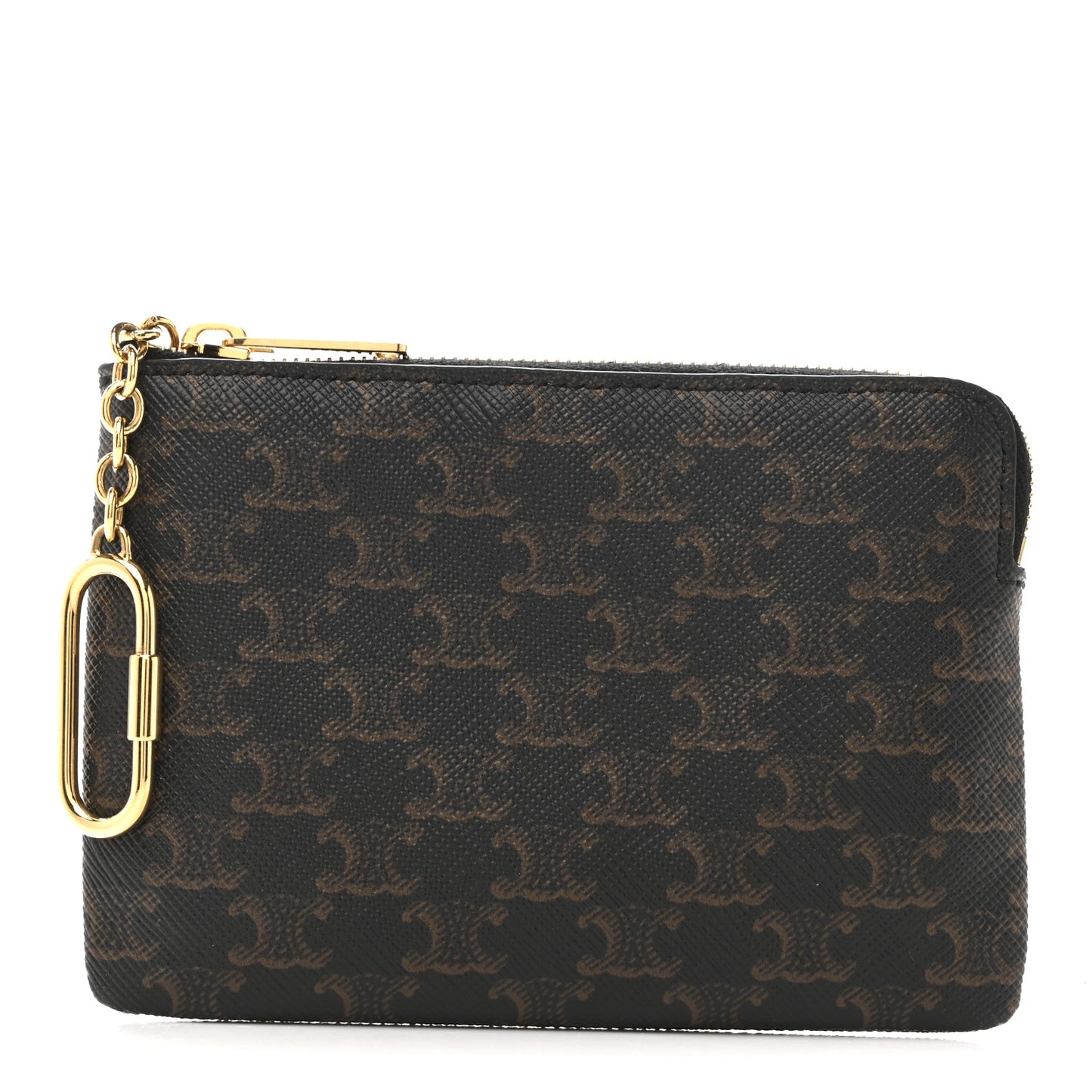 Triomphe Canvas Coin and Card Pouch With Hook Black