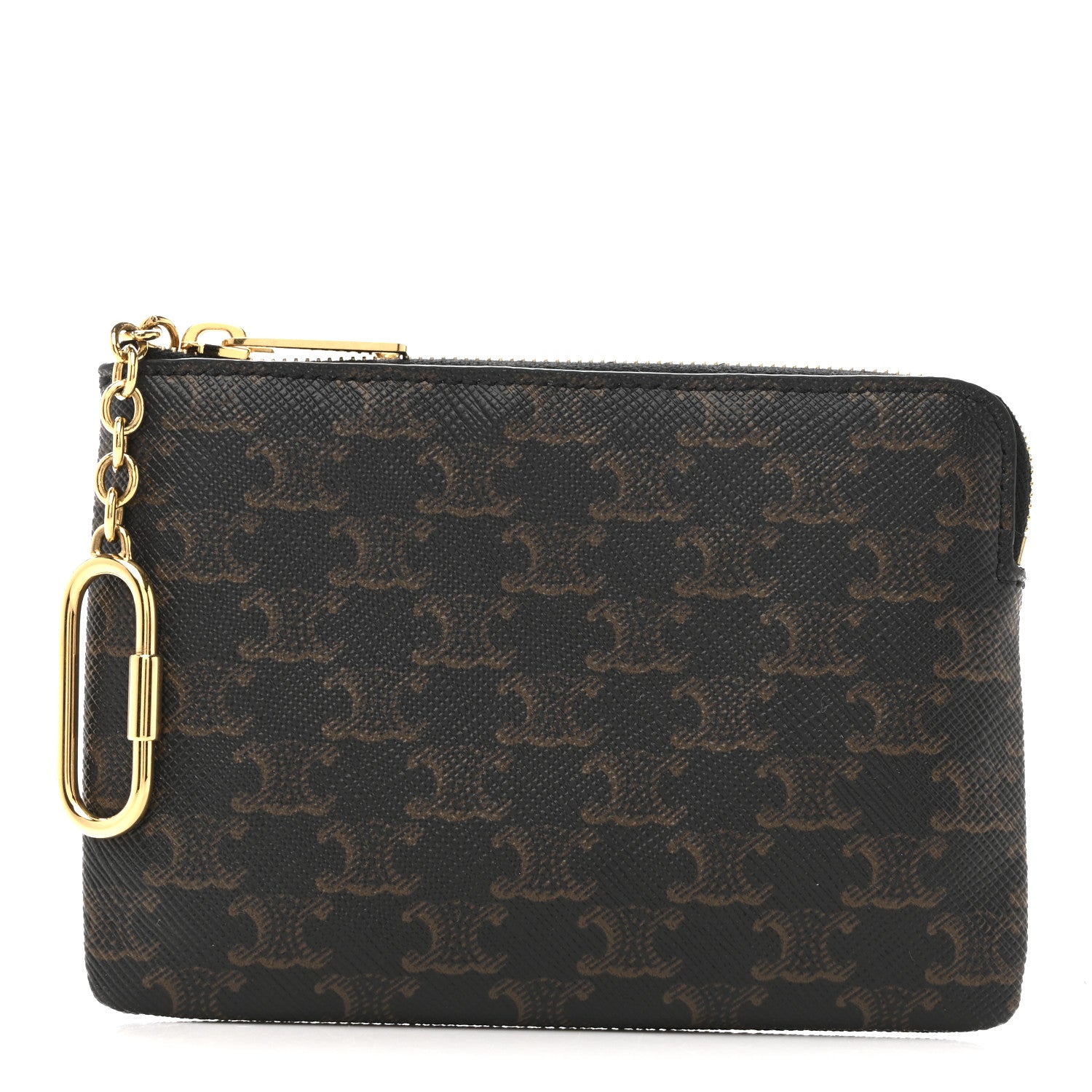 Celine Triomphe Canvas Coin and Card Pouch With Hook Black 3 of 10