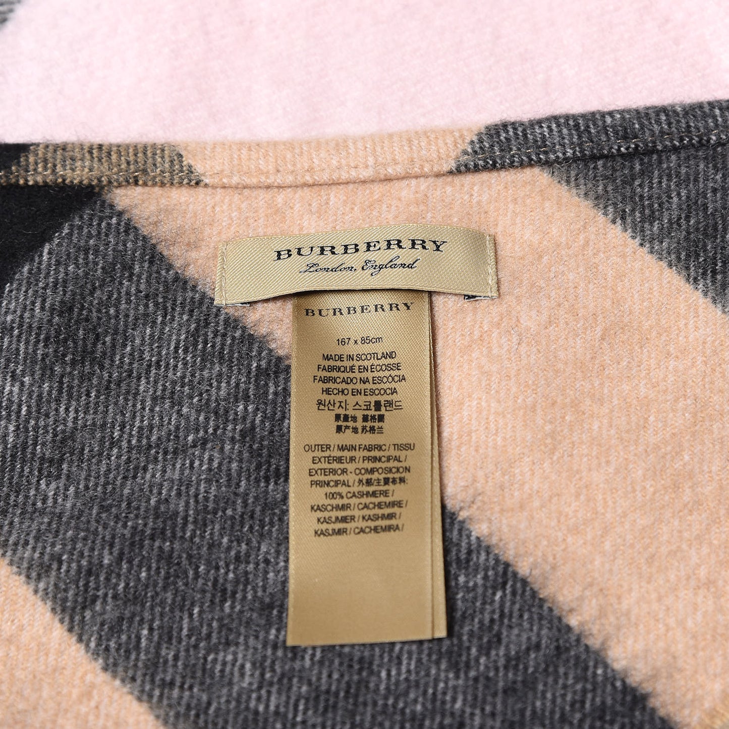 Cashmere Check Bandana Scarf Camel Ash Rose