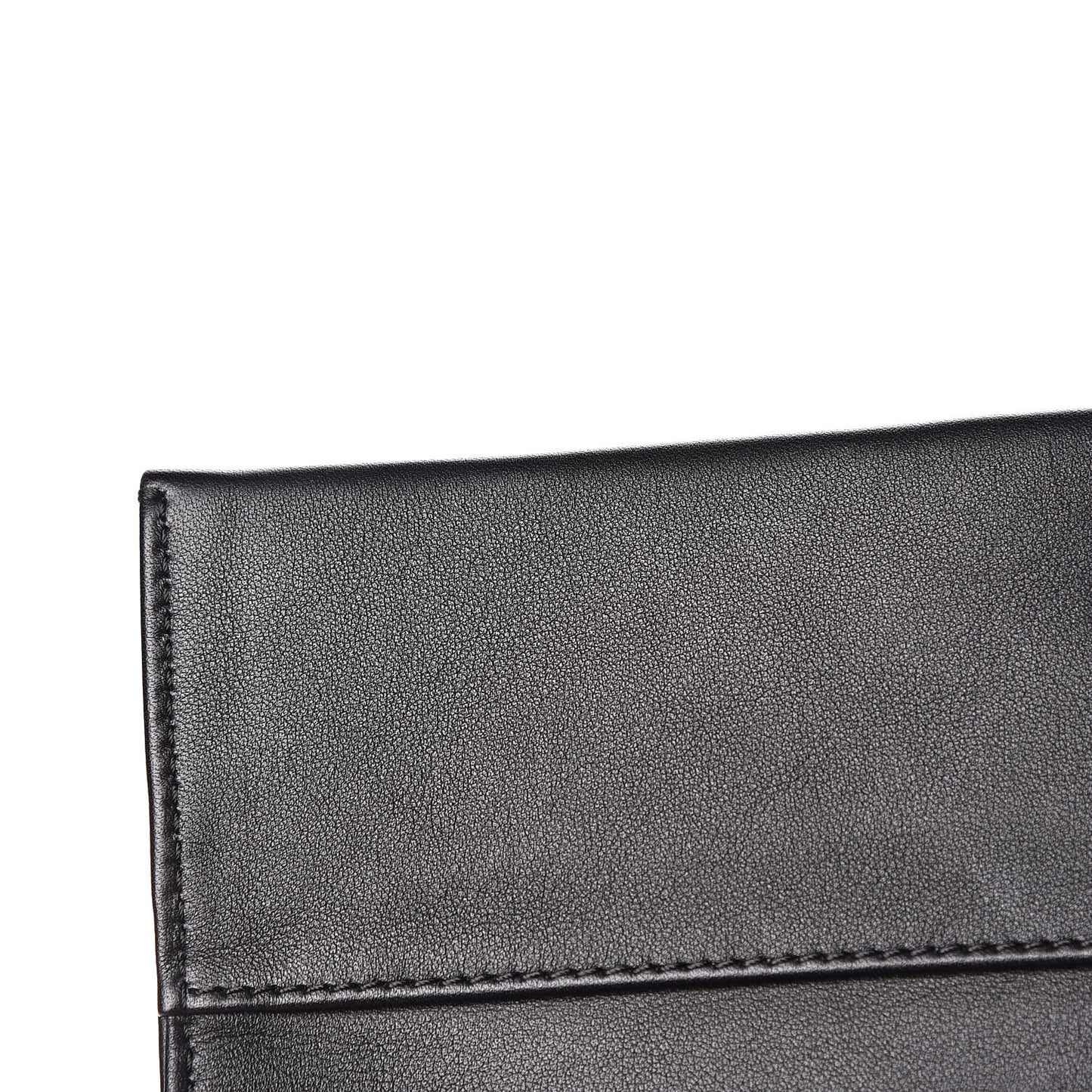 Calfskin Stitched Large Flap Black