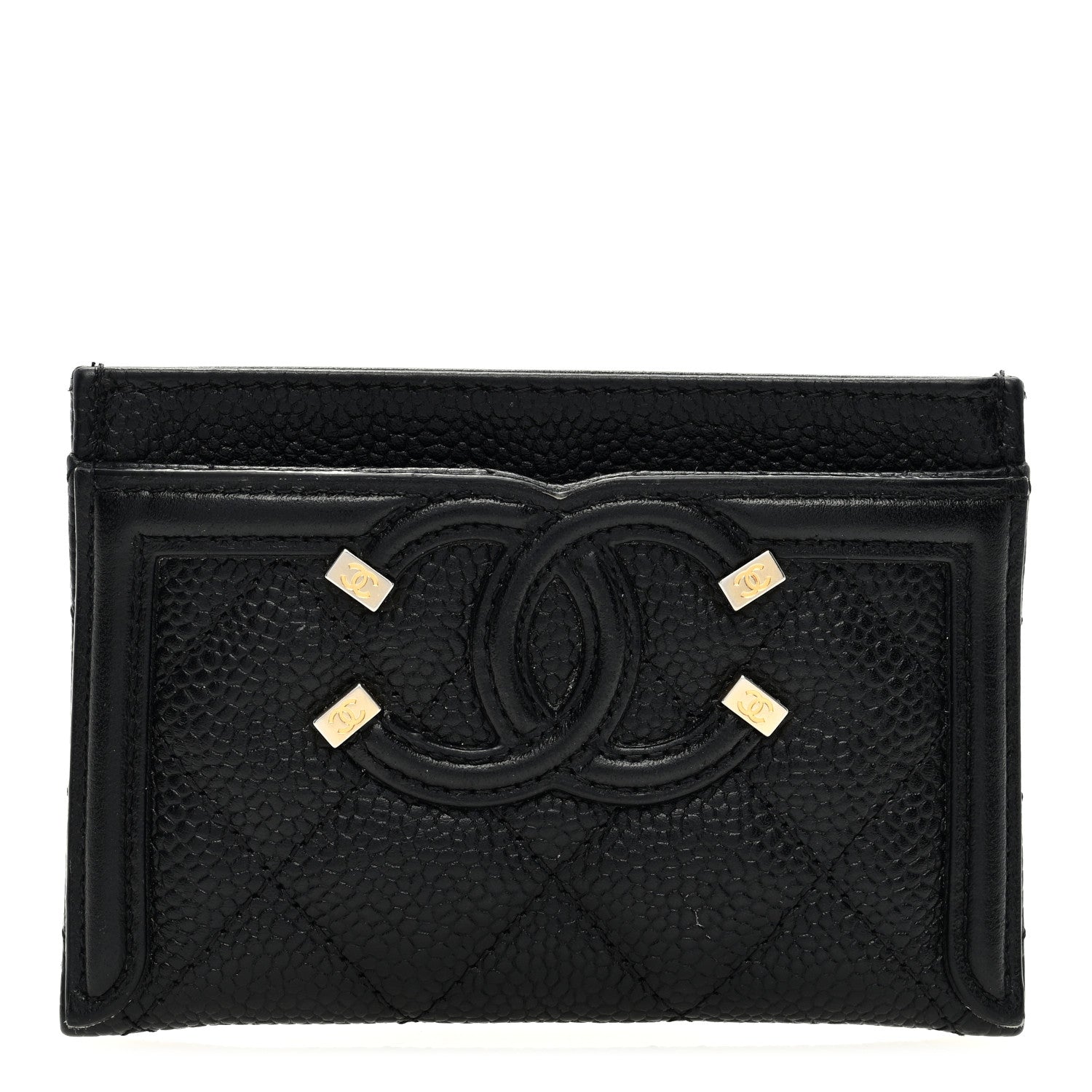 Chanel Caviar Quilted Filigree Card Holder Black 1 of 7
