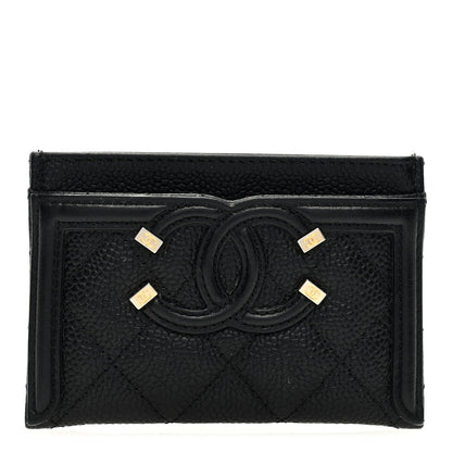 Chanel Caviar Quilted Filigree Card Holder Black 1 of 7
