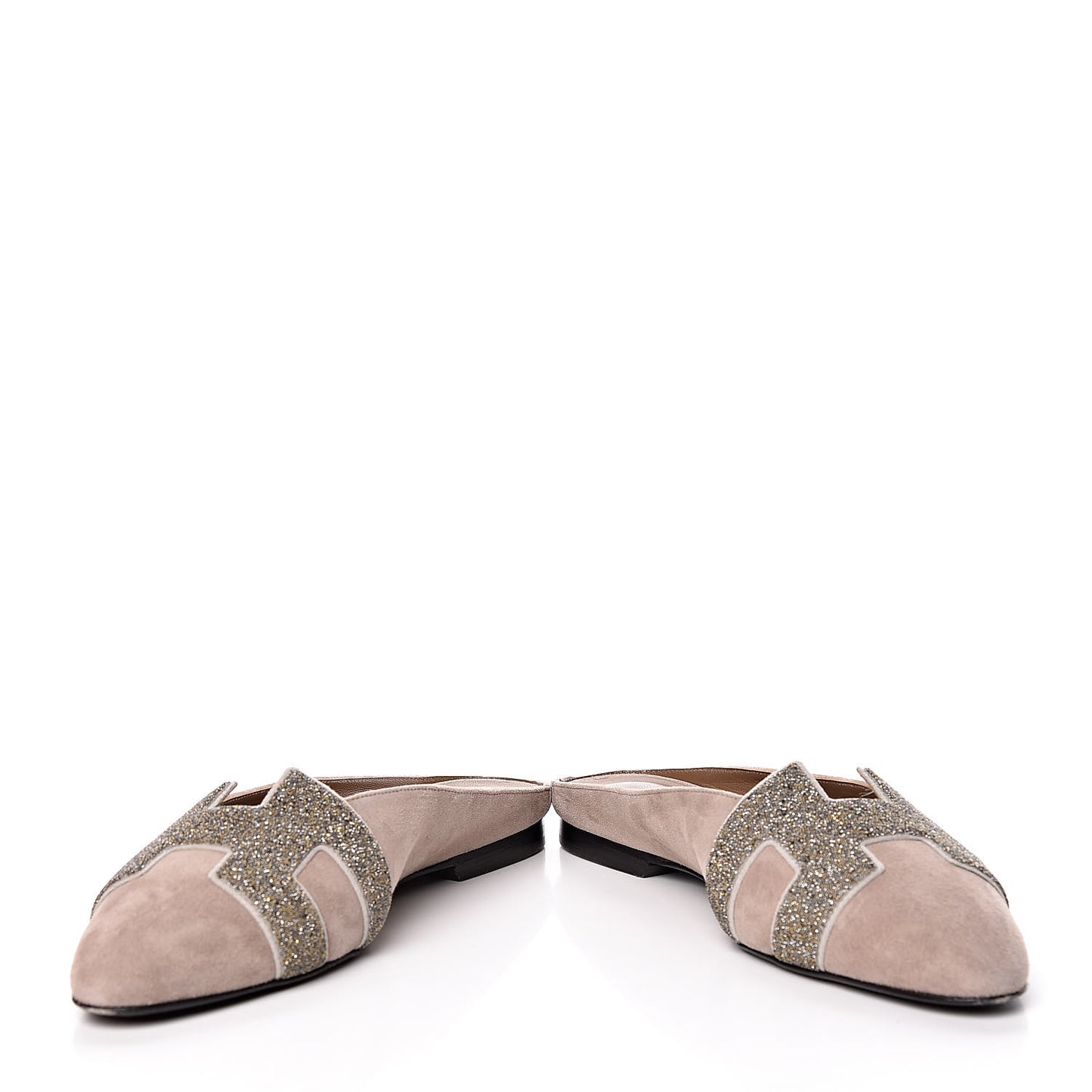 Suede Goatskin Crystal Roxane Mules 35 Champagne Rose Grey