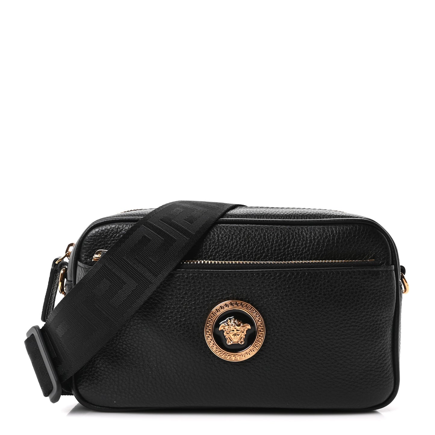 Grained Calfskin La Medusa Camera Bag Black