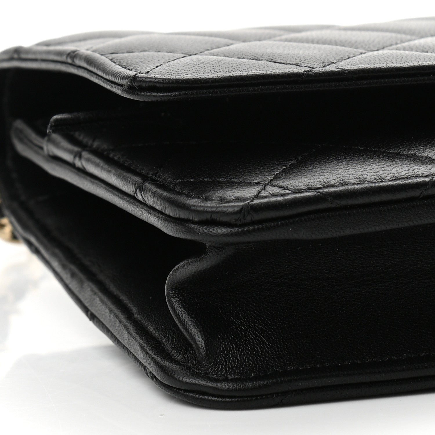 Chanel Lambskin Quilted Pearl Wallet On Chain WOC Black 9 of 11