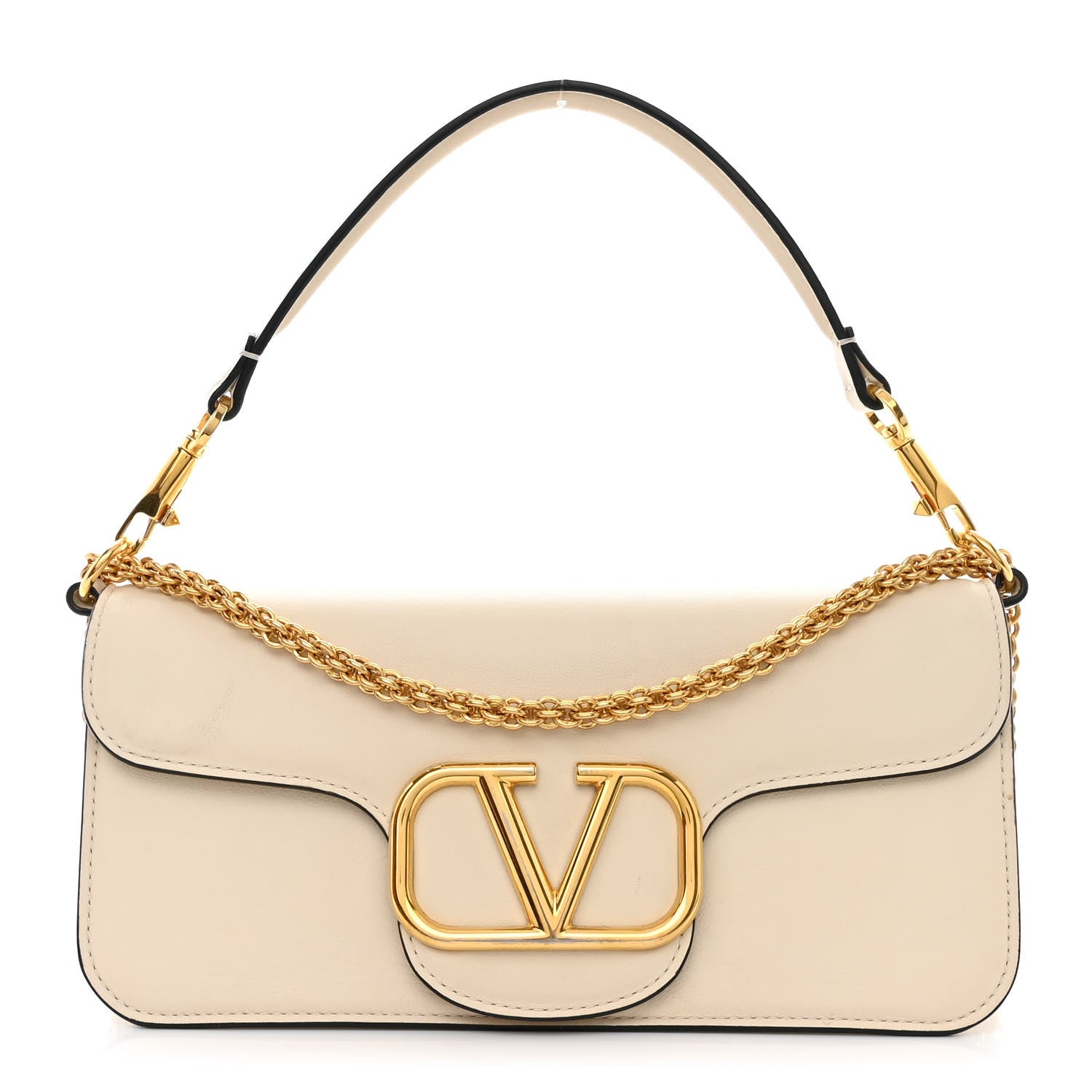 Valentino Garavani Calfskin Vlogo Loco Shoulder Bag Light Ivory 1 of 16