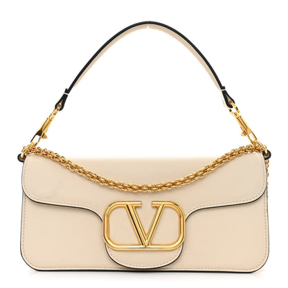 Valentino Garavani Calfskin Vlogo Loco Shoulder Bag Light Ivory 1 of 16