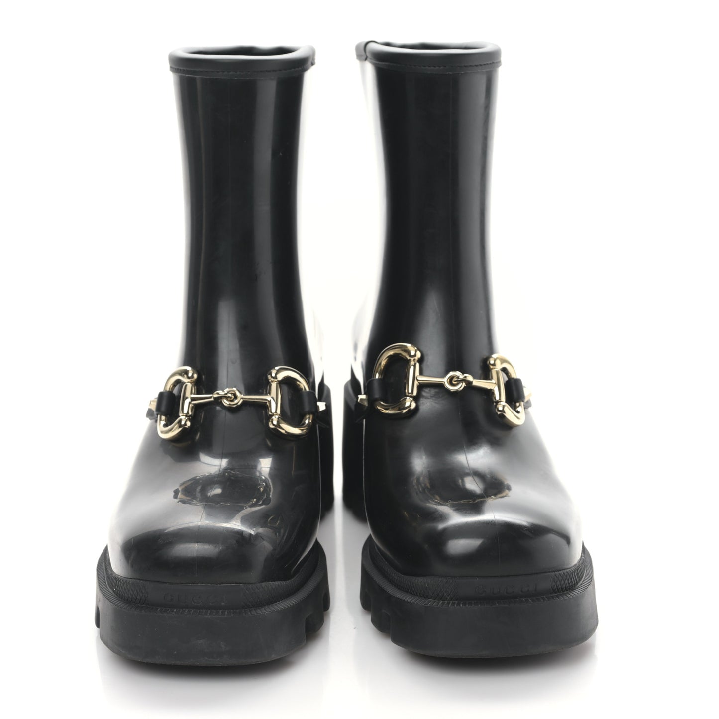 Rubber Womens Horsebit Ankle Boots 40 Black