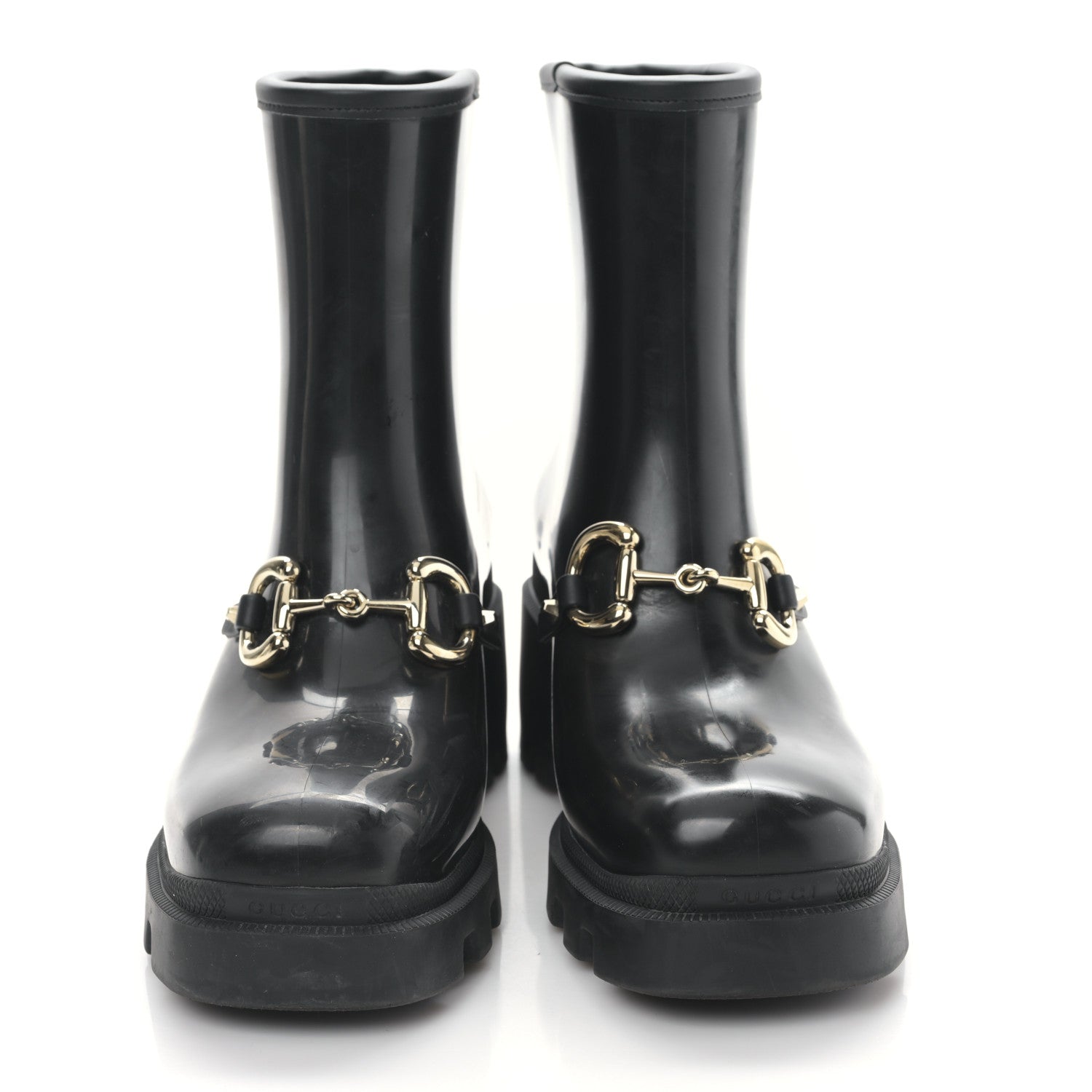 Gucci Rubber Womens Horsebit Ankle Boots 40 Black 2 of 7