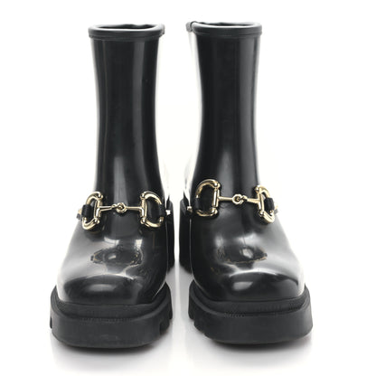 Gucci Rubber Womens Horsebit Ankle Boots 40 Black 2 of 7
