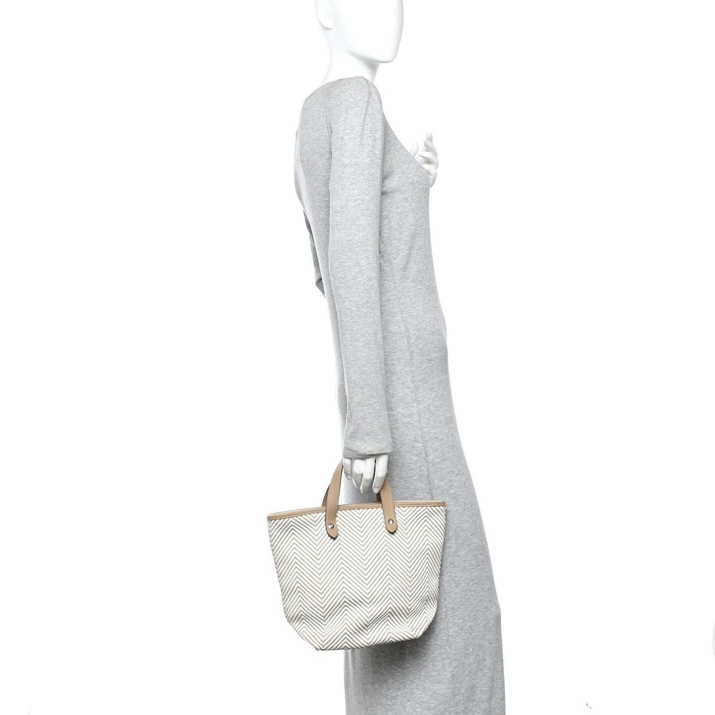 Chevron Herringbone Canvas Chennai PM Tote Etoupe