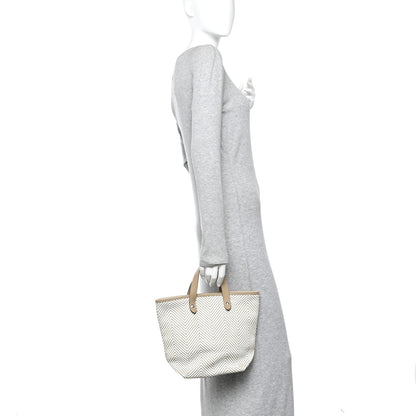 Hermes Chevron Herringbone Canvas Chennai PM Tote Etoupe 2 of 9