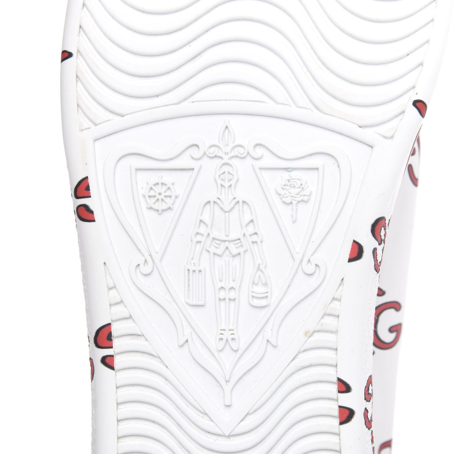 Calfskin GucciGhost Print Womens Ace Sneakers 39 White Hibiscus Red