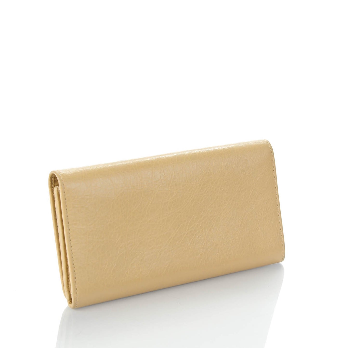 Agneau Giant 12 Gold Hardware Money Wallet Beige Oryx