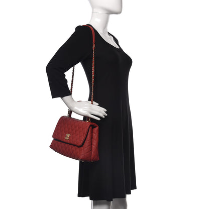 Chanel Caviar Lizard Quilted Small Coco Handle Flap Red 2 of 10